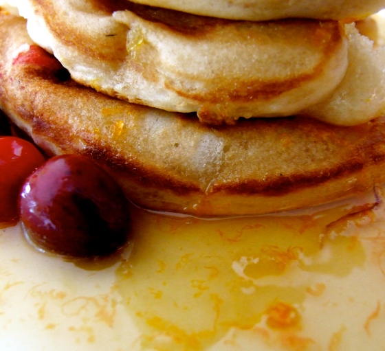 Cranberry Pancakes with Orange Honey Maple Syrup